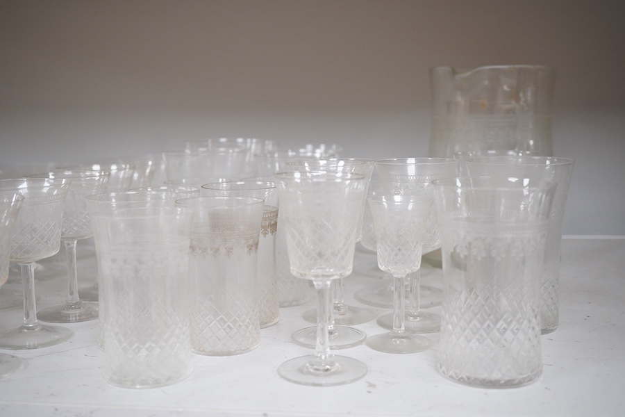 A collection of Edwardian Pall Mall Lady Hamilton pattern table glass